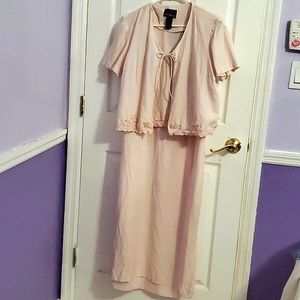 Vintage Positive Attitude Blush Pink 2 Piece Wedding Elegant Shift Maxi Dress 18